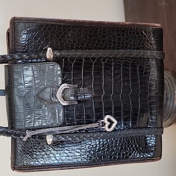 Brighton Handbags - Brighton Brown Croc Leather Shoulder Bag